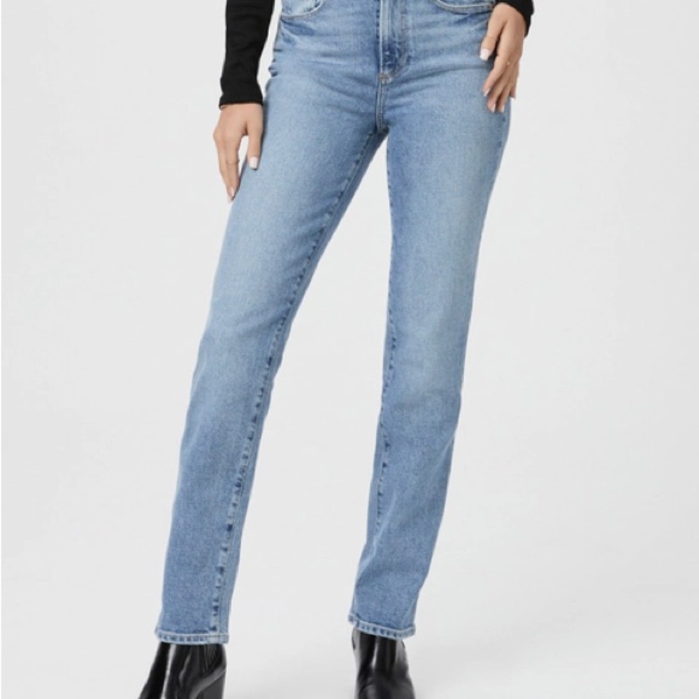 Paige Stella High Rise Straight Leg Jean Sz 30 Leela Wash